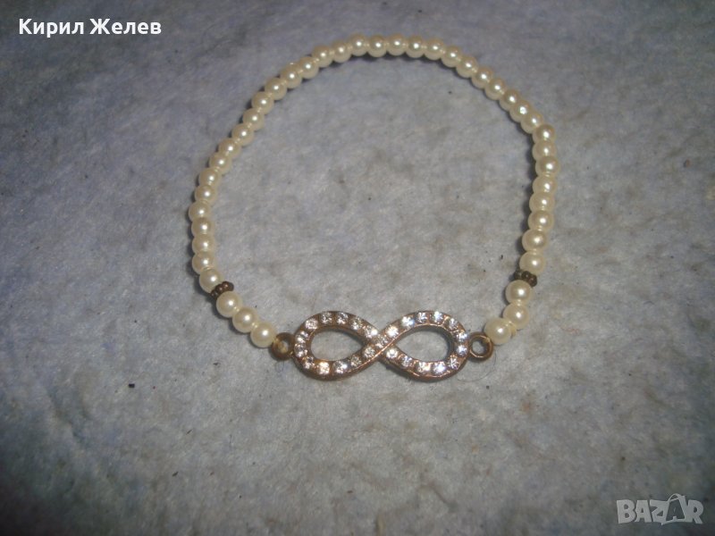 КРАСИВА НЕЖНА ФИНА ПЕРЛЕН ТИП ГРИВНИЧКА със СИМВОЛ на БЕЗКРАЙНОСТ с КРИСТАЛЧЕТА 22656, снимка 1