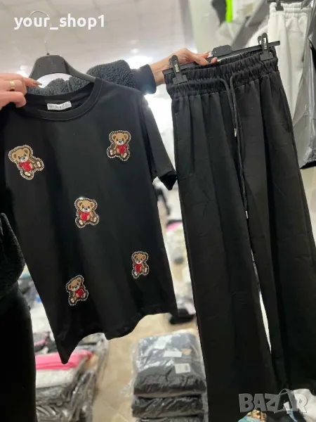 Памучен панталон с висока талия широк прав крачол , снимка 1