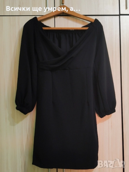 Черна официална къса рокля L, снимка 1