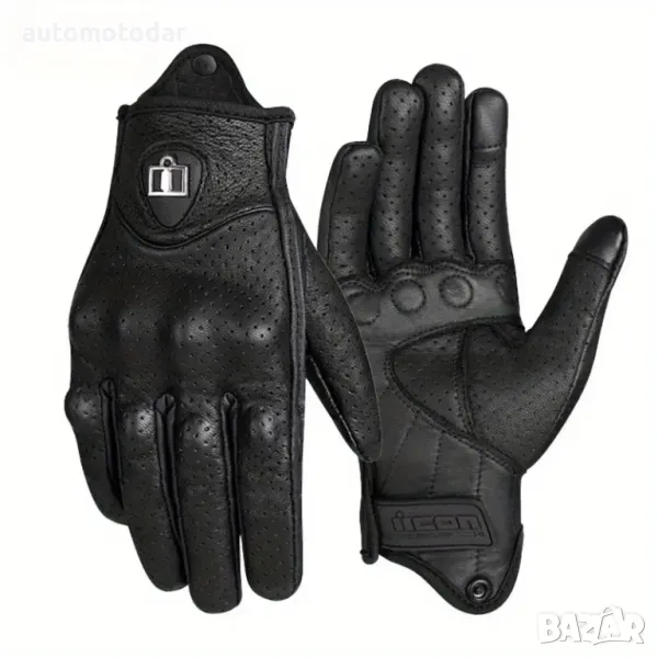 Кожени мото ръкавици за тъч скрийн , снимка 1