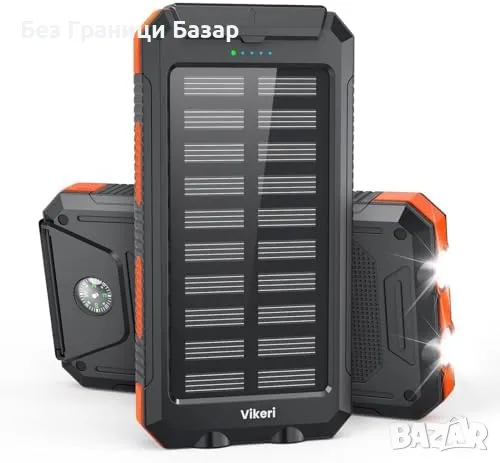 Нов Мощен Соларен Power Bank 30000mAh, Бързо Зареждане, 4 USB Порта, снимка 1