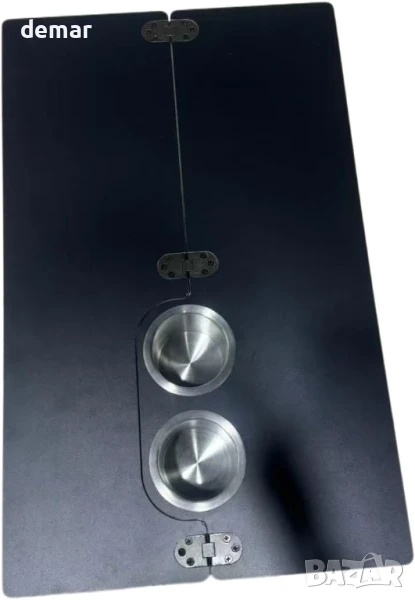 Сгъваем плот за кемпери/ванове с поставки за чаши от черен ламинат, снимка 1