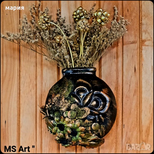Ваза за стена #mixedmedia! Ръчна изработка!, снимка 1