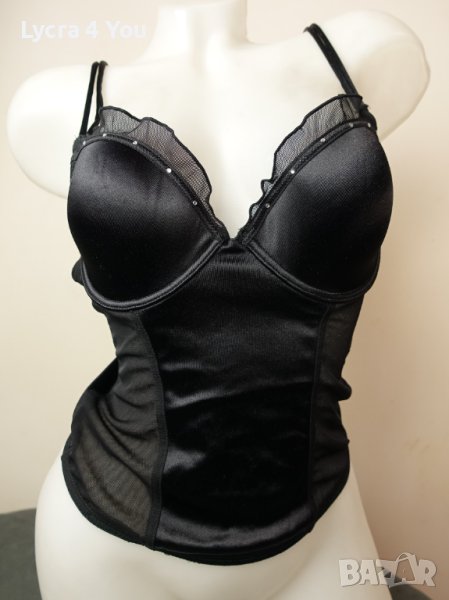 75В черен сатенен корсет, снимка 1