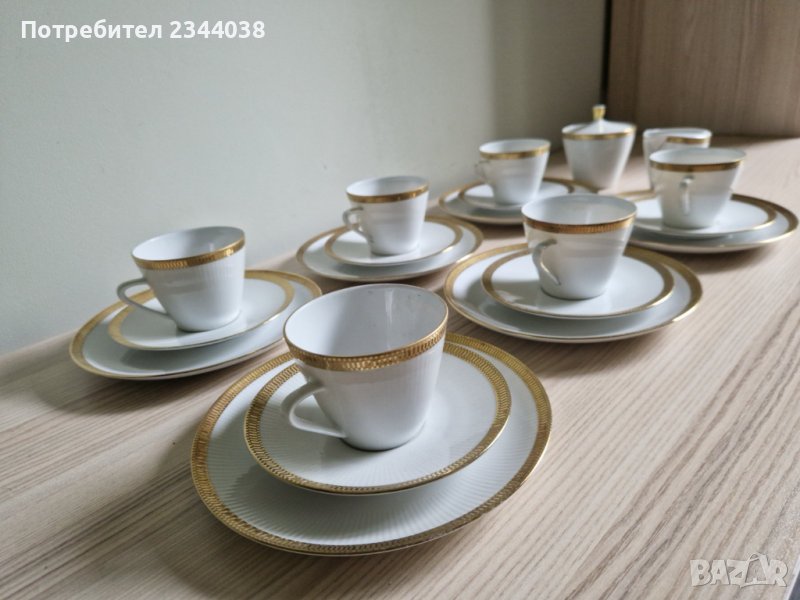 Сервиз за кафе Seltmann Weiden от 60-те години на миналия век със златиста декорация, снимка 1