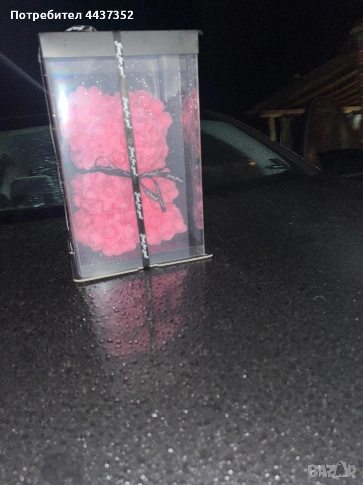 Мече от малки сатени рози, снимка 1