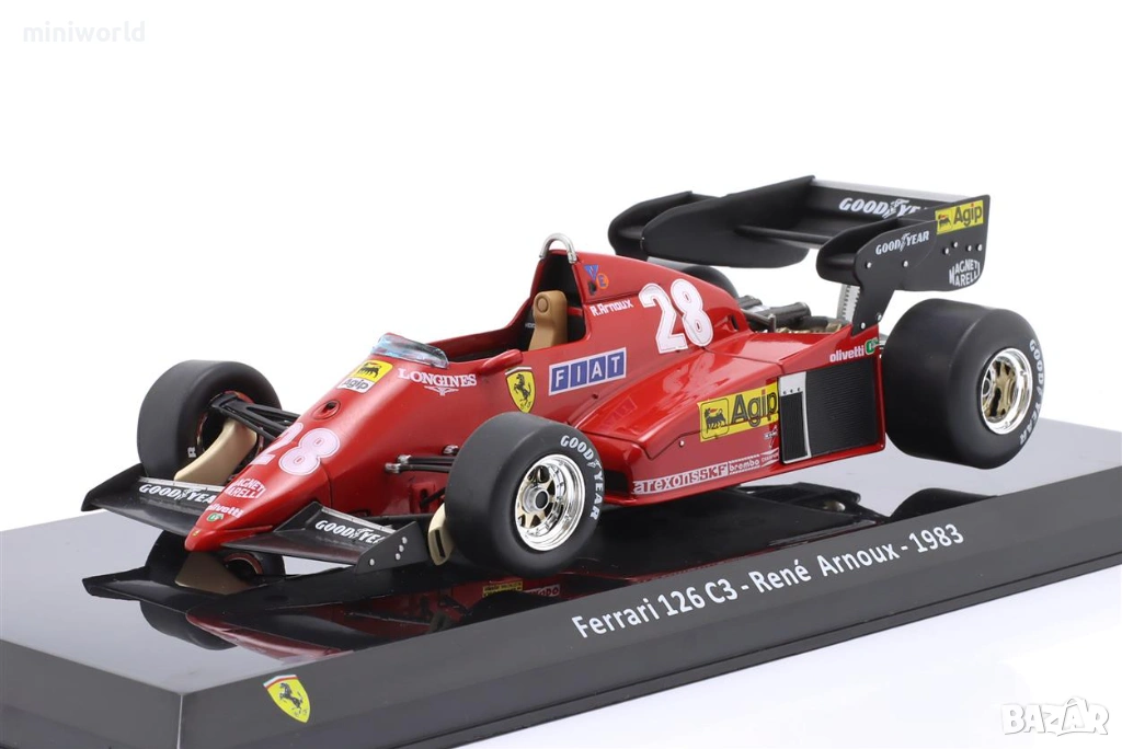 FERRARI 126C3 n.28 Rene Arnoux F1 1983 - мащаб 1:24 на IXO/Altaya моделът е нов в PVC дисплей-кейс, снимка 1