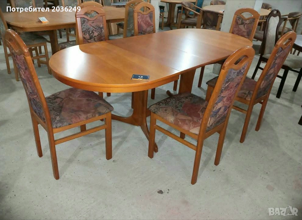 Комплект масивна разтегателна маса с 6 стола- внос, снимка 1