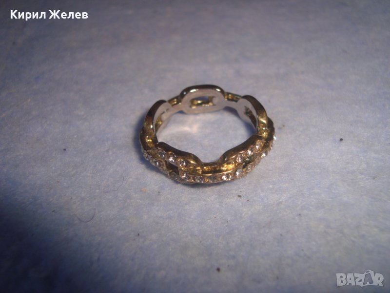 ПОЗЛАТЕН НЕЖЕН КРИСТАЛЕН ФЕШЪН АРТ ПРЪСТЕН 27774, снимка 1