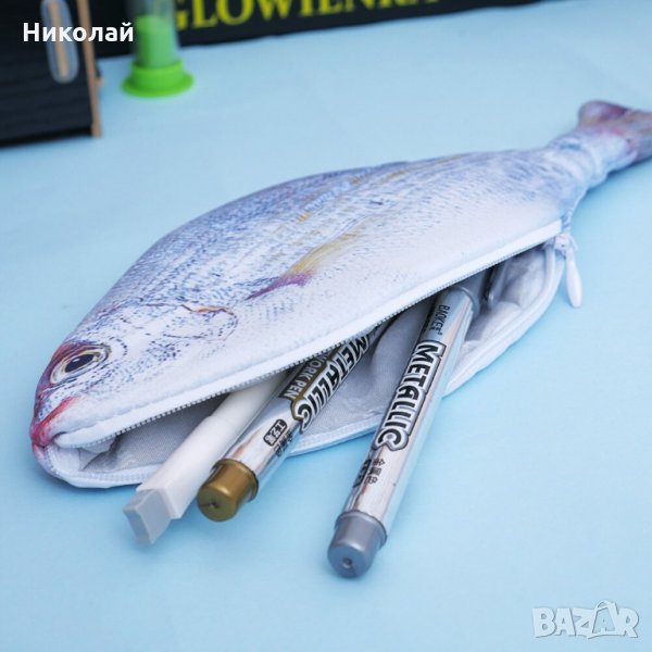 Калъф във формата на риба за рибарски принадлежности / моливник Несесер, снимка 1