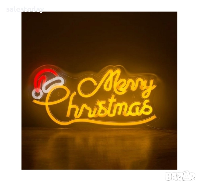 Светещ надпис Весела Коледа/ Merry Christmas, 42см, снимка 1