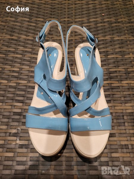 Сини сандали на платформа , снимка 1