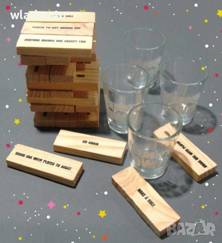 Дженга+шот чашки/Пияна кула-забавна игра за+18г.-25лв-28лв, снимка 13 - Настолни игри - 39428094