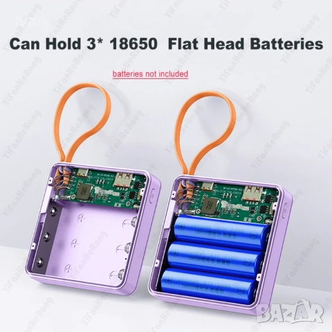 Външна батерия Power Bank за 3 броя батерии 18650 !!!Бързо зареждане PD version: 22.5W!!!, снимка 6 - Оригинални батерии - 53983551