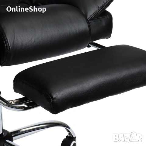 Ергономичен офис стол, функция люлка, поставка за крака, черен, снимка 6 - Други стоки за дома - 53157347