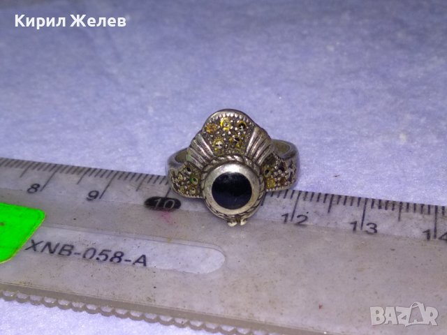 Старинен МАРКОВ Скъпоцн. СРЕБЪРЕН АРТ ДЕКО ПРЪСТЕН СРЕБРО 925 АНГЛИЯ с МАРКАЗИТИ и ЧЕРЕН ОНИКС 40595, снимка 12 - Антикварни и старинни предмети - 42599769