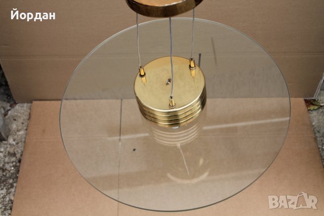 Немски абажур-стъкло и месинг, снимка 8 - Антикварни и старинни предмети - 42434831