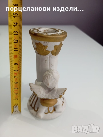 Стар свещник с ангелче , снимка 2 - Антикварни и старинни предмети - 52690379