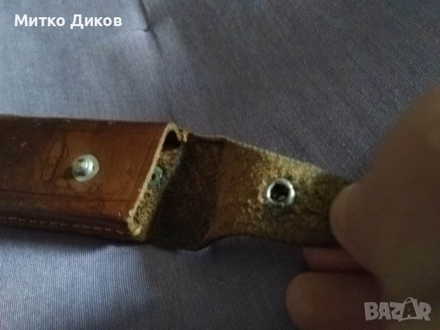 Калъвче естествена кожа за нож пълнител външен размер 120х45мм и вътрешен 105х36х13мм, снимка 4 - Оборудване и аксесоари за оръжия - 39842408