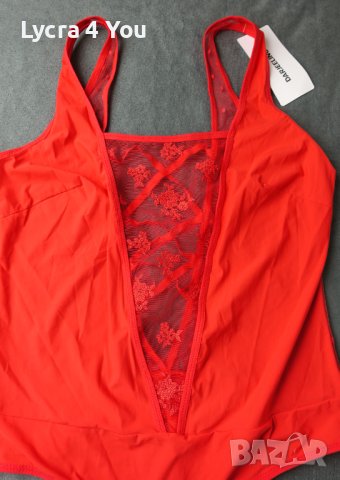 M/L ново с етикет дамско червено боди с ликра и тюл, снимка 10 - Бельо - 40841449