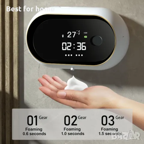 Автоматичен дозатор за сапун  с часовник и термометър, снимка 7 - Други стоки за дома - 49584921