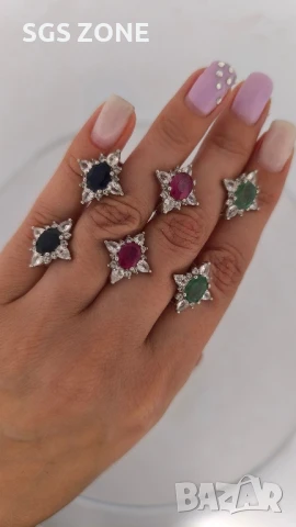 СРЕБЪРНИ ОБЕЦИ СЪС САПФИР, РУБИНИ ИЛИ ИЗУМРУД 