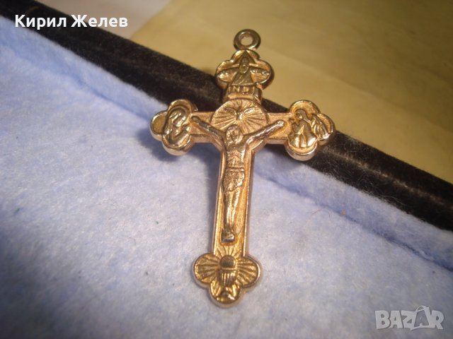 СТАРО КРАСИВО ПОЗЛАТЕНО КАТОЛИЧЕСКО РЕЛЕФНО РАЗПЯТИЕ КРЪСТЧЕ 12662, снимка 7 - Антикварни и старинни предмети - 36903444