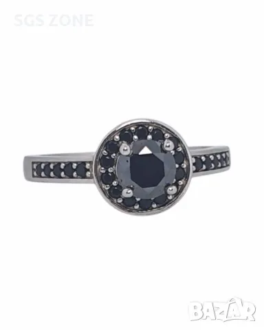 Пръстен с Черен Естественен Диамант, снимка 3 - Пръстени - 49621686