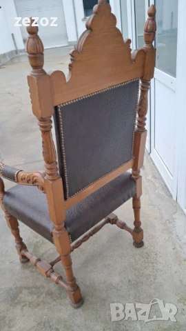 Ретро кресло-трон масив , снимка 7 - Дивани и мека мебел - 53948823