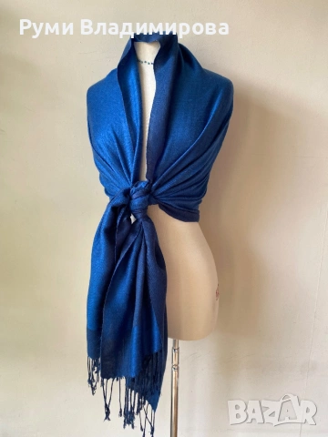 Шал в цвят кайсия от 100 % лен Soya concept, снимка 2 - Шалове - 53994447