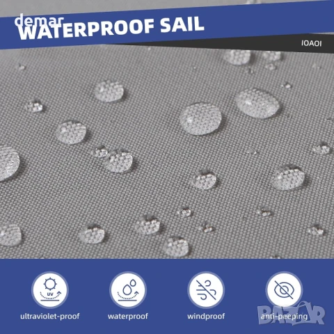 IOAOI Сенник за сянка, водоустойчив, 3x4x5M правоъгълен триъгълник, 95% UV защита, тъмносив, снимка 4 - Други стоки за дома - 50950385