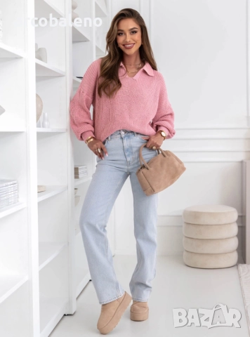 Дамски пуловер с яка Elvinia, 4цвята , снимка 11 - Блузи с дълъг ръкав и пуловери - 52031874