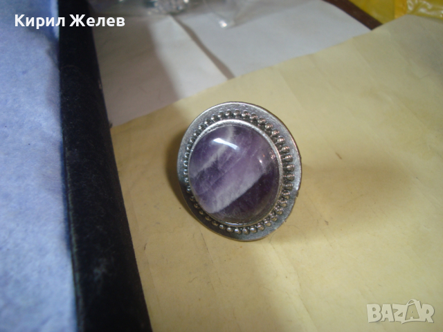 СКЪПОЦНЕН ПОСРЕБРЕН МОДЕН ХЕНД - МЕЙД АРТ РЕГУЛИРУЕМ ПРЪСТЕН с ГОЛЯМ ШЛИФОВАН АМЕТИСТ 60981, снимка 13 - Пръстени - 36410544