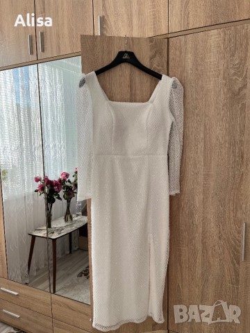 Официална бяла рокля с паети, снимка 7 - Рокли - 44514639
