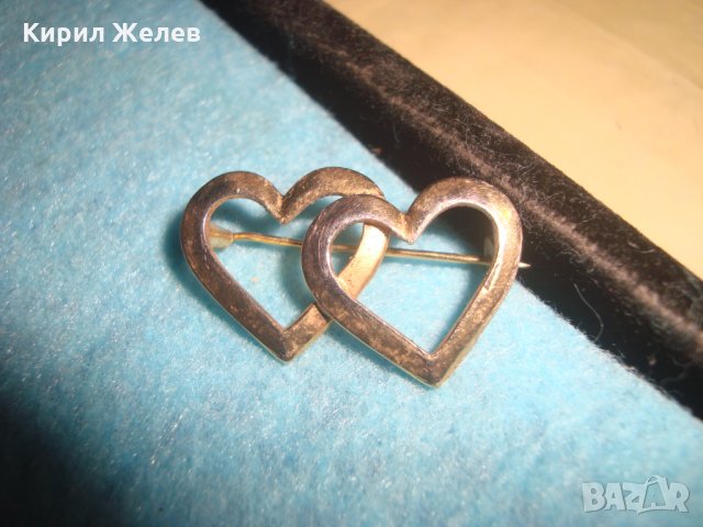 СТОМАНЕНА ПОЗЛАТЕНА АРТ НУВО БРОШКА - СЪРЧИЦА МАЙСТОРСКА СТАРА ИЗРАБОТКА ВИНТИДЖ БИЖУ 8808, снимка 3 - Антикварни и старинни предмети - 35605625