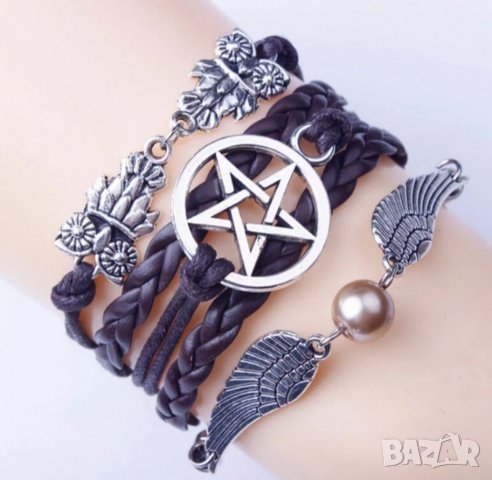 Кръст с черепи - колие два вида с кожена или сребриста верижка, снимка 6 - Колиета, медальони, синджири - 32147812