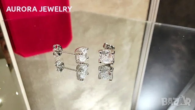 CARTIER C de Cartier White Gold Stud Diamond Дамски Обеци, снимка 5 - Обеци - 56111819