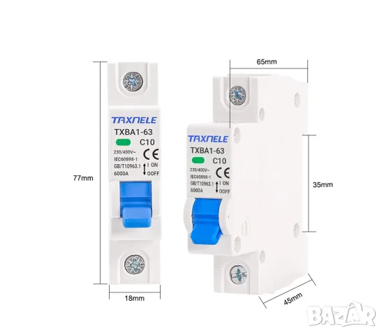 Taxnele TXBA1-63 1P MCB автоматичен прекъсвач 6kA