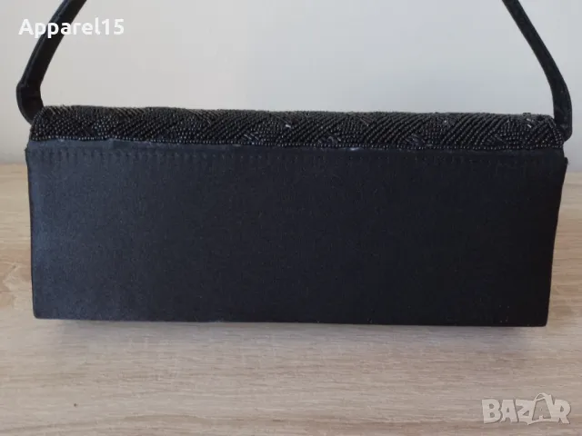 Нова черна сатенена чантичка с мъниста, снимка 4 - Чанти - 50203717