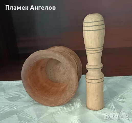 Старо дървено хаванче и кълцалник, снимка 3 - Прибори за хранене, готвене и сервиране - 51981865