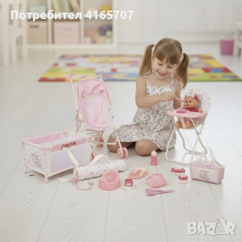 Комплект от 16 части с бебе, количка и аксесоари – Идеален коледен подарък за малки принцеси, снимка 6 - Кукли - 52878356