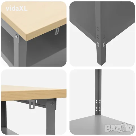 vidaXL Комплект работна маса 2 бр. Бежово и сиво, снимка 7 - Работни маси и бюра - 56146974