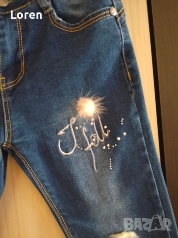 Ново!Детски дънки с пухчета по крачолите , снимка 10 - Детски панталони и дънки - 52521351