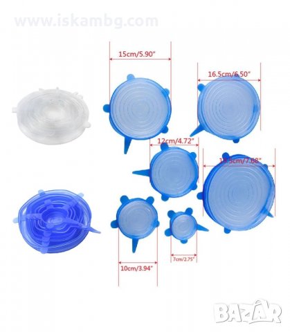 КОМПЛЕКТ ОТ 6 БР. СИЛИКОНОВИ КАПАЦИ ЗА СЪХРАНЕНИЕ - код 1720, снимка 4 - Съдове за готвене - 33988545