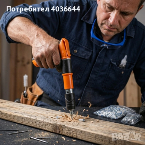 Професионален пистолет за забиване на пирони + 50 броя пирона