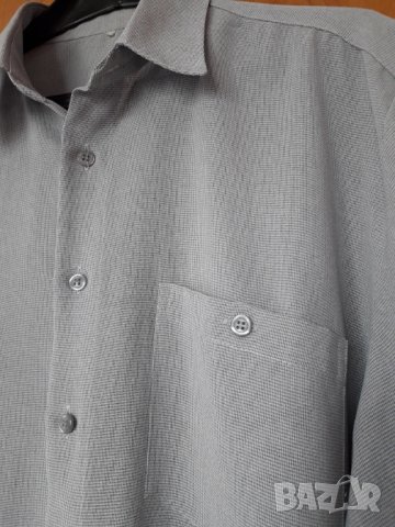 Мъжка риза с къс ръкав светлосива голям размер, снимка 3 - Ризи - 29143050