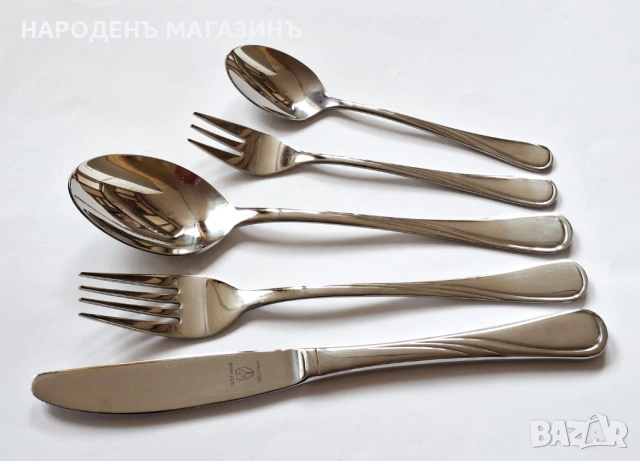 JUSTINUS - SOLINGEN - GERMANY - Прибори за хранене сервиз за 12 човека + комплект за сервиране нож , снимка 8 - Други ценни предмети - 53964849