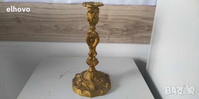 Красив месингов свещник, снимка 2 - Антикварни и старинни предмети - 42325100