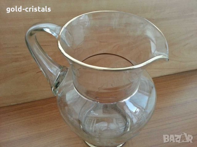  стъклена кана гравирана, снимка 2 - Антикварни и старинни предмети - 30295335