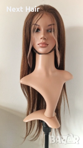 Естествена права светло кафява перука 70-75 см с дантела 13х6 от бразилска коса, снимка 8 - Аксесоари за коса - 53221108